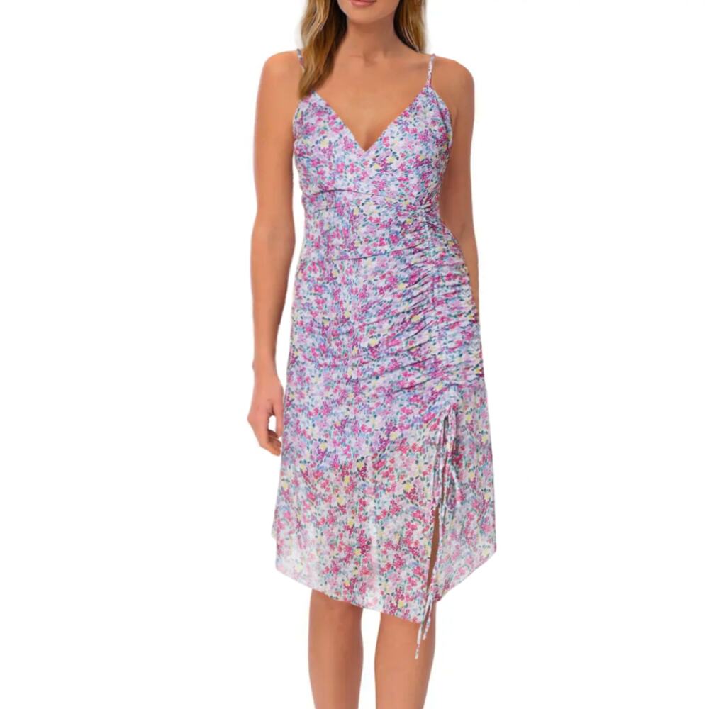 NWT BCBGENERATION Women's Floral Surplice V-neck Ruched Mini Dress